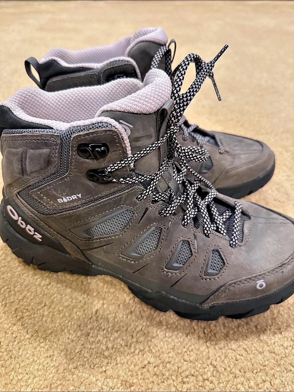 Oboz Bridger Mid BDry Hiking Boots Gray & Black US 9.5